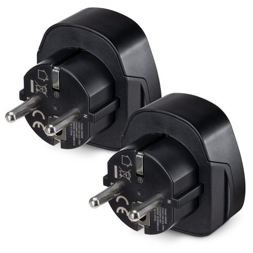 Zestaw 2 uniwersalnych adapterów podróżnych, Kwmobile, czarny, plastikowy, 41939.01