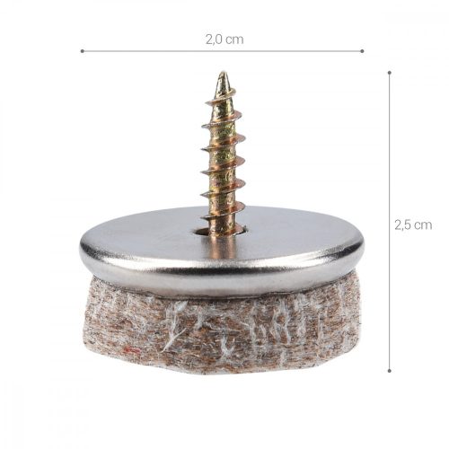 Zestaw 20 przykręcanych ślizgaczy filcowych, 20 mm, 42309.01