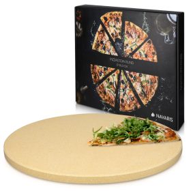   Piatra de pizza rotunda Navaris, 30,5 cm, din cordierite, rezistenta pana la 800°C, 42560