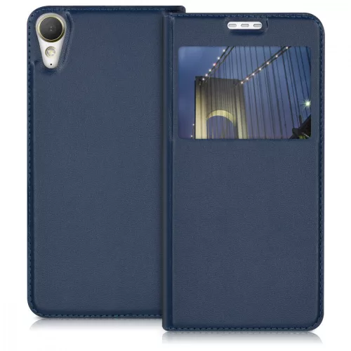 Etui do HTC Desire 10 Lifestyle, Skóra ekologiczna, Niebieski, 39779.17