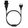 Kabel adapterowy 3,5 m z gniazdem E14 i przełącznikiem, Kwmobile, Czarny, PVC, 42684