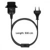 Kabel adapterowy 5 m z gniazdem E27 i przełącznikiem, Kwmobile, czarny, PVC, 42683