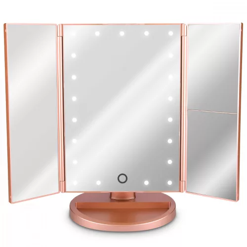 Lusterko kosmetyczne z 3 stron, oświetlenie LED, powiększenie 3x, składane, 43457.89