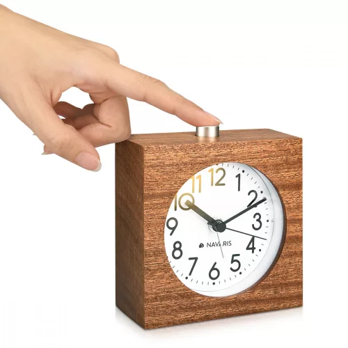 Drewniany budzik analogowy w stylu drzemki, 43906
