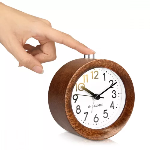 Drewniany budzik analogowy w stylu drzemki, 43907