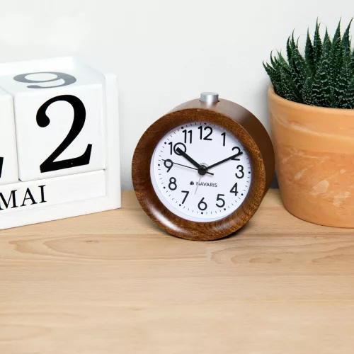 Drewniany budzik analogowy w stylu drzemki, 43907