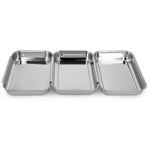 Set 3 Tavi Navaris, 22x15x3 cm, din inox, pentru inmuiere si panare, 44715.01