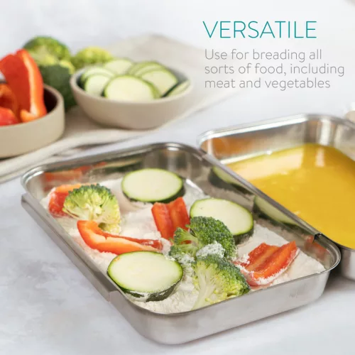 Set 3 Tavi Navaris, 22x15x3 cm, din inox, pentru inmuiere si panare, 44715.01