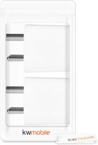 Set 2 Adaptoare de calatorie tip D pentru India, Kwmobile, Alb, Plastic, 45147.02