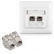 Zestaw 1 podwójnego gniazda sieciowego RJ45 10G z 2 wtyczkami CAT 6A, Kwmobile, biały, metal, 45360.01