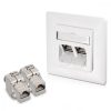 Zestaw 1 podwójnego gniazda sieciowego RJ45 10G z 2 wtyczkami CAT 6A, Kwmobile, biały, metal, 45360.01