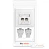 Zestaw 1 podwójnego gniazda sieciowego RJ45 10G z 2 wtyczkami CAT 6A, Kwmobile, biały, metal, 45360.01