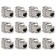 Zestaw 12 wtyczek 10 Gbit CAT6A do kabli Ethernet RJ45, Kwmobile, Srebrny, Metal, 45358.12