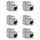 Zestaw 6 wtyczek 10 Gbit CAT6A do kabli Ethernet RJ45, Kwmobile, Srebrny, Metal, 45358.06