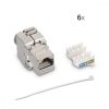 Zestaw 6 wtyczek 10 Gbit CAT6A do kabli Ethernet RJ45, Kwmobile, Srebrny, Metal, 45358.06
