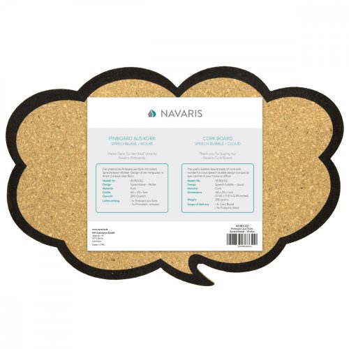 Tablica korkowa Navaris, 44 x 29 cm, 5 pinów, 45363.02