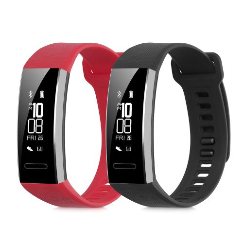 Zestaw 2 pasków do Huawei Band 2 / Band 2 Pro, kwmobile, silikon, czarny / czerwony, 43318.20