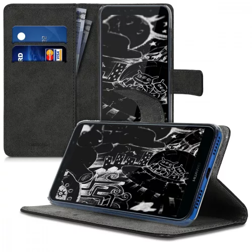 Etui do Huawei Y6 (2018), Ekoskóra, Czarne, 45923.01