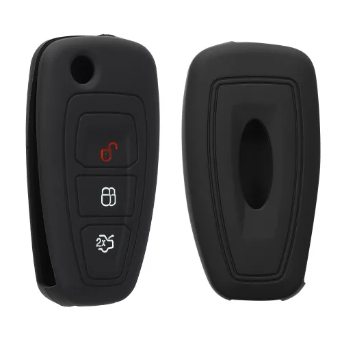 Osłona kluczyka do samochodu Ford - 3 przyciski, silikon, czarna, 46012.01