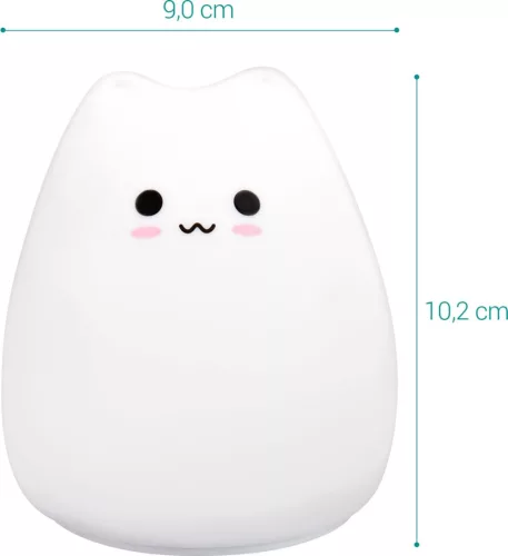 Silikonowa lampka nocna LED - XS Cat, Navaris, biała, 46060.01