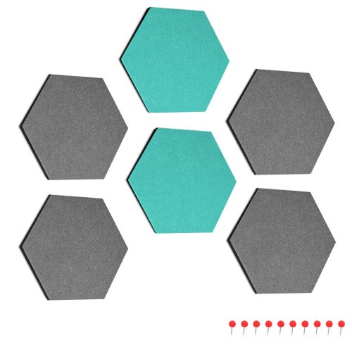 Zestaw 6 sześciokątnych paneli korkowych Navaris, 15 x 17 cm, 10 szpilek, 46230.01