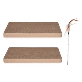   Set 2 placi de zgariat si jucarie cu pana Navaris, pentru pisici, carton, maro, 46754.03