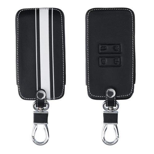 Osłona kluczyka do samochodu Renault / Dacia - 4 przyciski - Keyless Go, ekoskóra, czarna, 44637.11