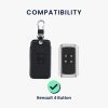 Osłona kluczyka do samochodu Renault / Dacia - 4 przyciski - Keyless Go, ekoskóra, czarna, 44637.11