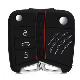   Osłona kluczyka do samochodu VW / Skoda / Seat - 3 przyciski, silikon, czarna, 42888.29