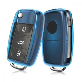   Osłona kluczyka do samochodu VW / Skoda / Seat - 2-3 przyciski, silikon, niebieska, 47188.04