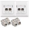 Zestaw 2 podwójnych gniazd sieciowych RJ45 z 4 wtyczkami CAT 6A, Kwmobile, Biały, Metal, 45360.02