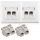 Zestaw 2 podwójnych gniazd sieciowych RJ45 z 4 wtyczkami CAT 6A, Kwmobile, Biały, Metal, 45360.02