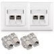 Zestaw 2 podwójnych gniazd sieciowych RJ45 z 4 wtyczkami CAT 6A, Kwmobile, Biały, Metal, 45360.02