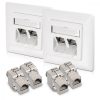 Zestaw 2 podwójnych gniazd sieciowych RJ45 z 4 wtyczkami CAT 6A, Kwmobile, Biały, Metal, 45360.02