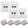 Zestaw 4 podwójnych gniazd sieciowych RJ45 10G z 8 wtyczkami CAT 6A, Kwmobile, Biały, Metal, 45360.03