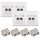 Zestaw 4 podwójnych gniazd sieciowych RJ45 10G z 8 wtyczkami CAT 6A, Kwmobile, Biały, Metal, 45360.03