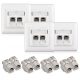 Zestaw 4 podwójnych gniazd sieciowych RJ45 10G z 8 wtyczkami CAT 6A, Kwmobile, Biały, Metal, 45360.03