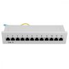 Panel krosowy Cat6 z 12 portami RJ45 i montażem na ścianie, Kwmobile, Szary, Metal, 47695.02