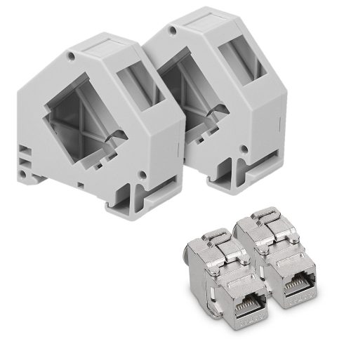 Zestaw 2 wtyczek 10 Gbit CAT6A do kabli Ethernet RJ45, Kwmobile, Szary, Metal, 47696.02