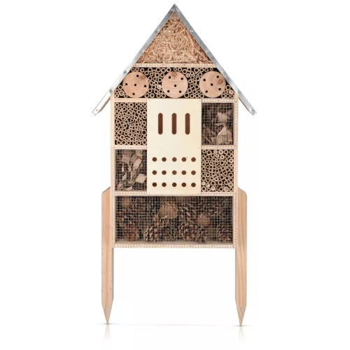 Hotel pentru insecte Navaris cu stake, 57 cm, ecologic, pentru insecte, 48190.2