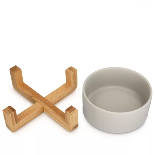 Zestaw 2 misek + stojak, psy/koty, biały, 850 ml, 48350.22