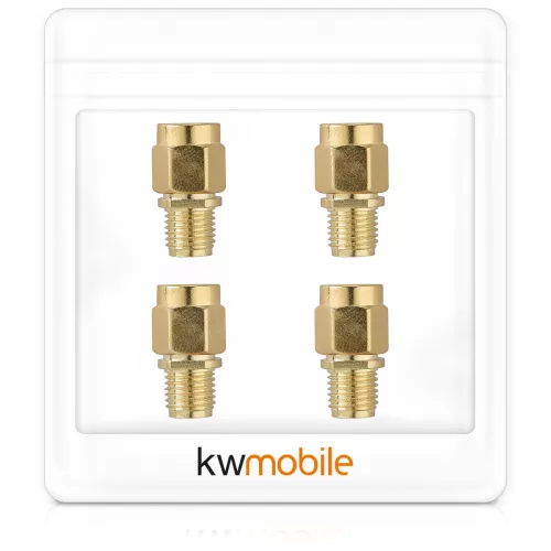 Zestaw 4 adapterów koncentrycznych SMA męski na SMA żeński, Kwmobile, złoty, metalowy, 48523.01