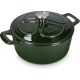 Nieprzywierający garnek żeliwny Navaris na kuchenki/piekarniki - 24 cm - 3,5 l - ciemnozielony, 48777.01.80