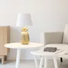 Lampa de masa Navaris, design ananas, 40 cm, gold/white, ceramica si metal, alb/auriu, ceramica/metal