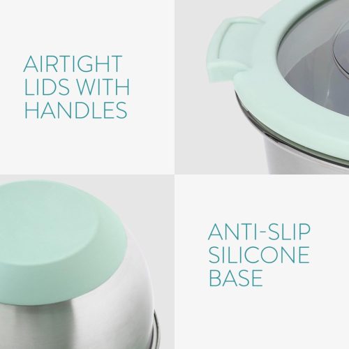 Zestaw 3 misek ze stali nierdzewnej z pokrywką, Navaris, srebrny, 3 rozmiary: 16 cm, 20 cm, 24 cm, 49210.03.50