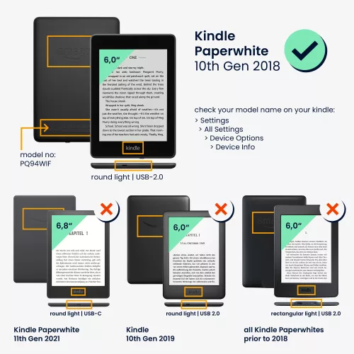 Etui na Kindle Paperwhite 10, Skóra ekologiczna, Szary, 48975.03