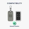 Etui na kluczyki do samochodu Renault / Dacia - 4 przyciski - Keyless Go, Skóra nubukowa, Szara, 48565.05