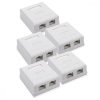 Zestaw 5 podwójnych gniazd sieciowych RJ45 na kabel Ethernet CAT6A, Kwmobile, Biały, Metal, 50059.02.01