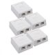 Zestaw 5 podwójnych gniazd sieciowych RJ45 na kabel Ethernet CAT6A, Kwmobile, Biały, Metal, 50059.02.01