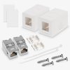 Zestaw 2 ekranowanych gniazd sieciowych RJ45 z 2 modułami Keystone, Kwmobile, biały, plastikowy, 50453.02.02